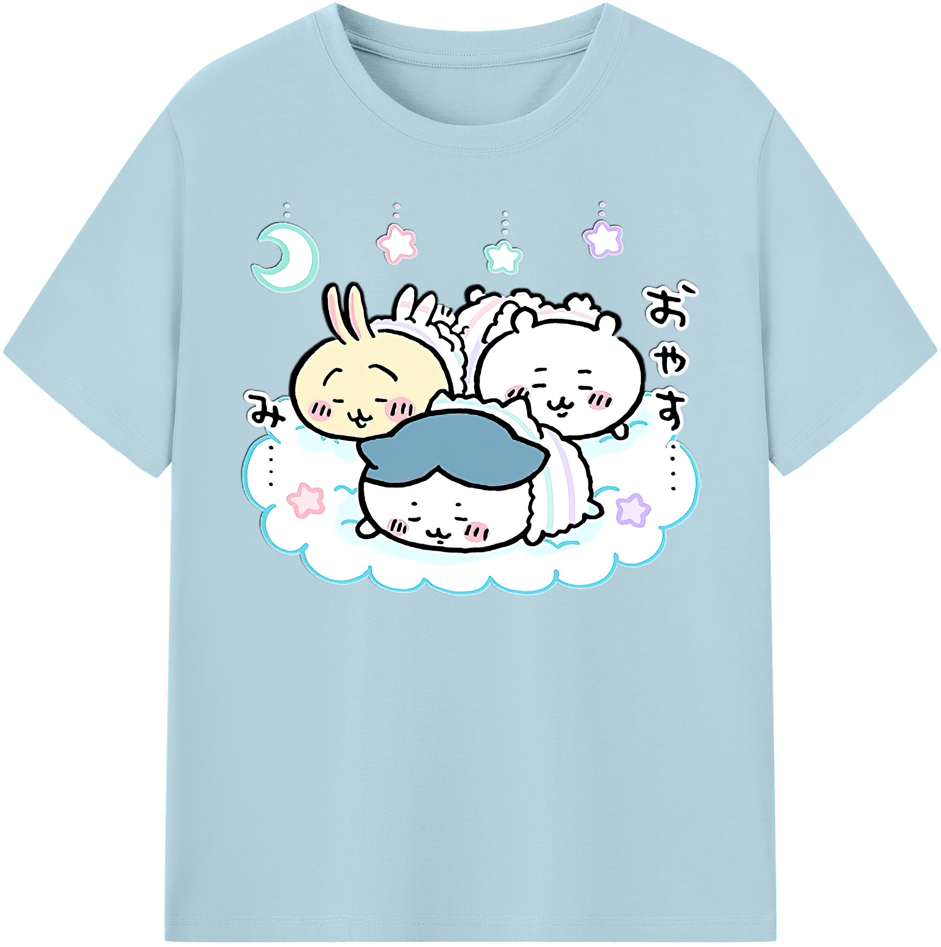 （画像用） ちいかわ ハチワレ Chii-kawa hachiware 綿100％半袖Tシャツ（フロントプリント）